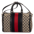 Shoulder Bag Vintage Web Boston Navy Diamante Monogrammed Canvas