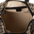 Shoulder Bag Vintage Web Boston Navy Diamante Monogrammed Canvas