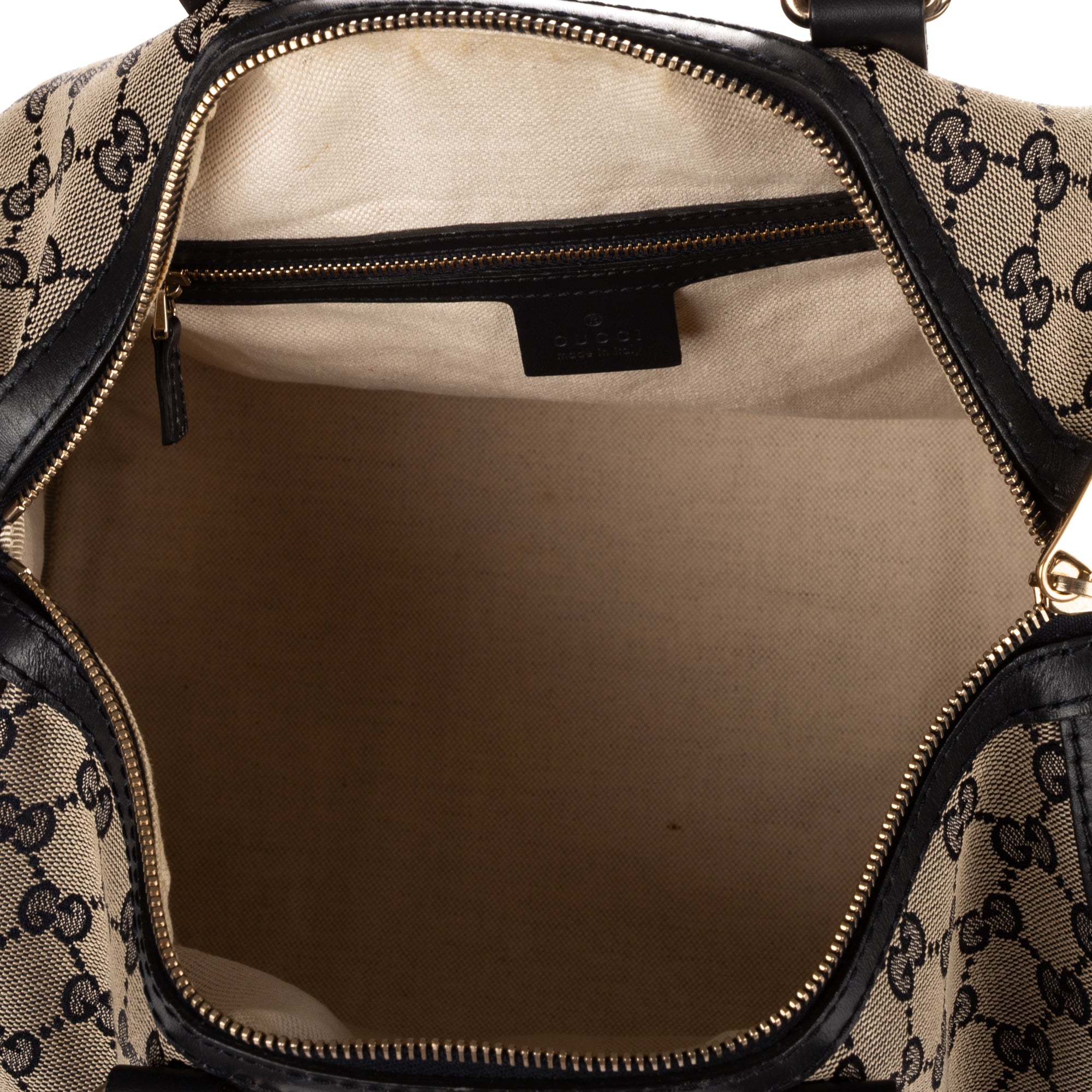 Shoulder Bag Vintage Web Boston Navy Diamante Monogrammed Canvas
