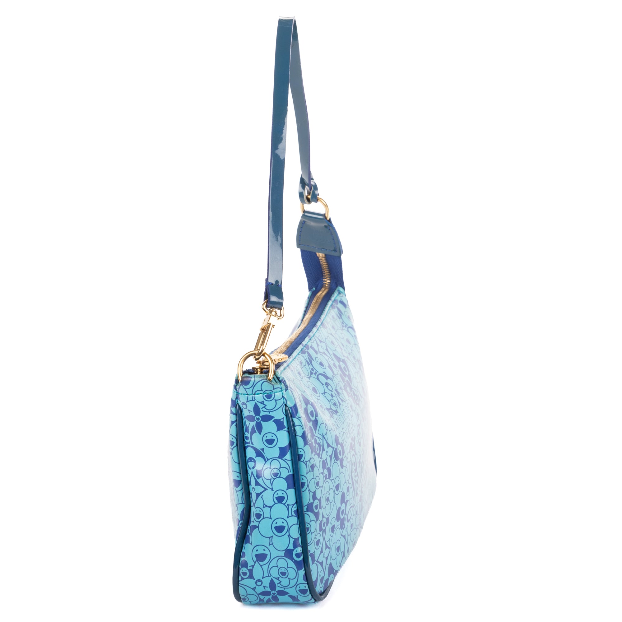 Pouch Ltd.Ed. Takashi Murakami Cosmic Blossom Pochette Blue Blossom Shiny Leather