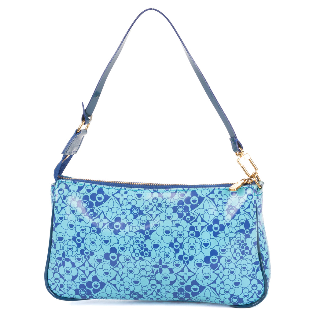 Pouch Ltd.Ed. Takashi Murakami Cosmic Blossom Pochette Blue Blossom Shiny Leather