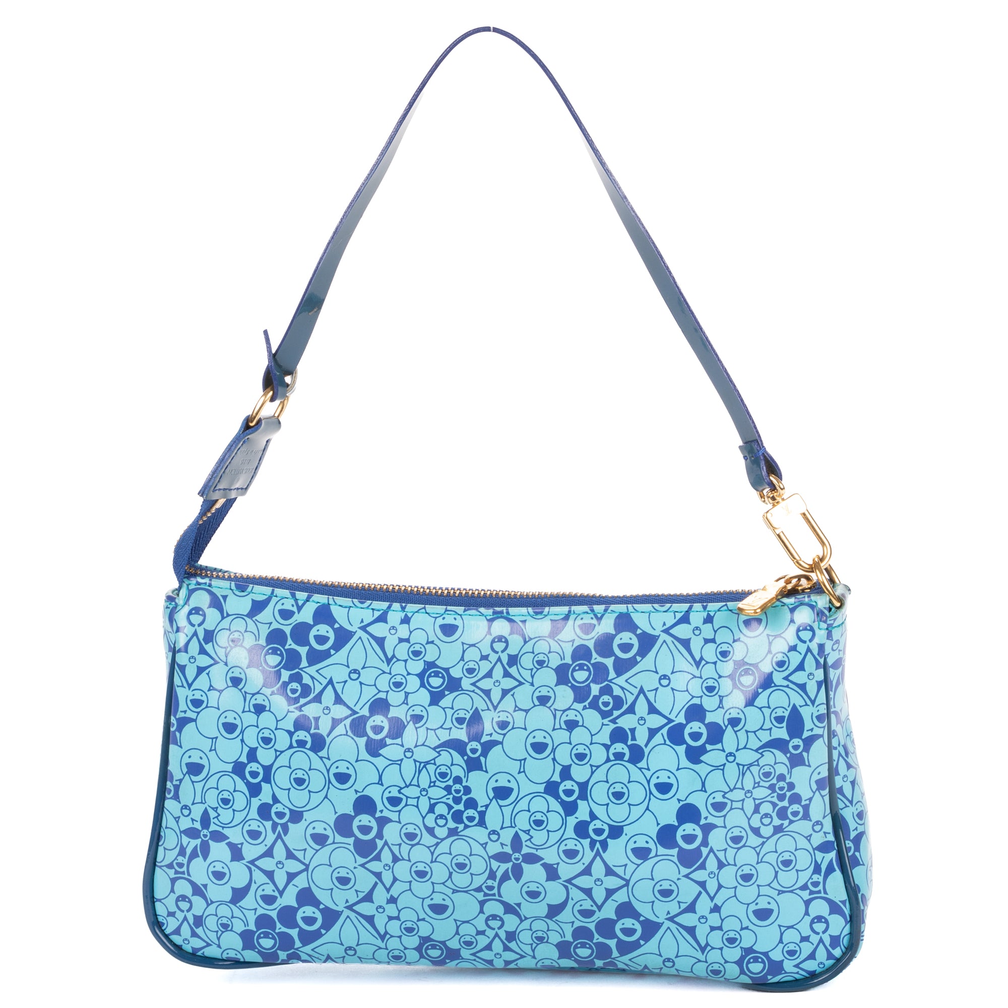 Pouch Ltd.Ed. Takashi Murakami Cosmic Blossom Pochette Blue Blossom Shiny Leather
