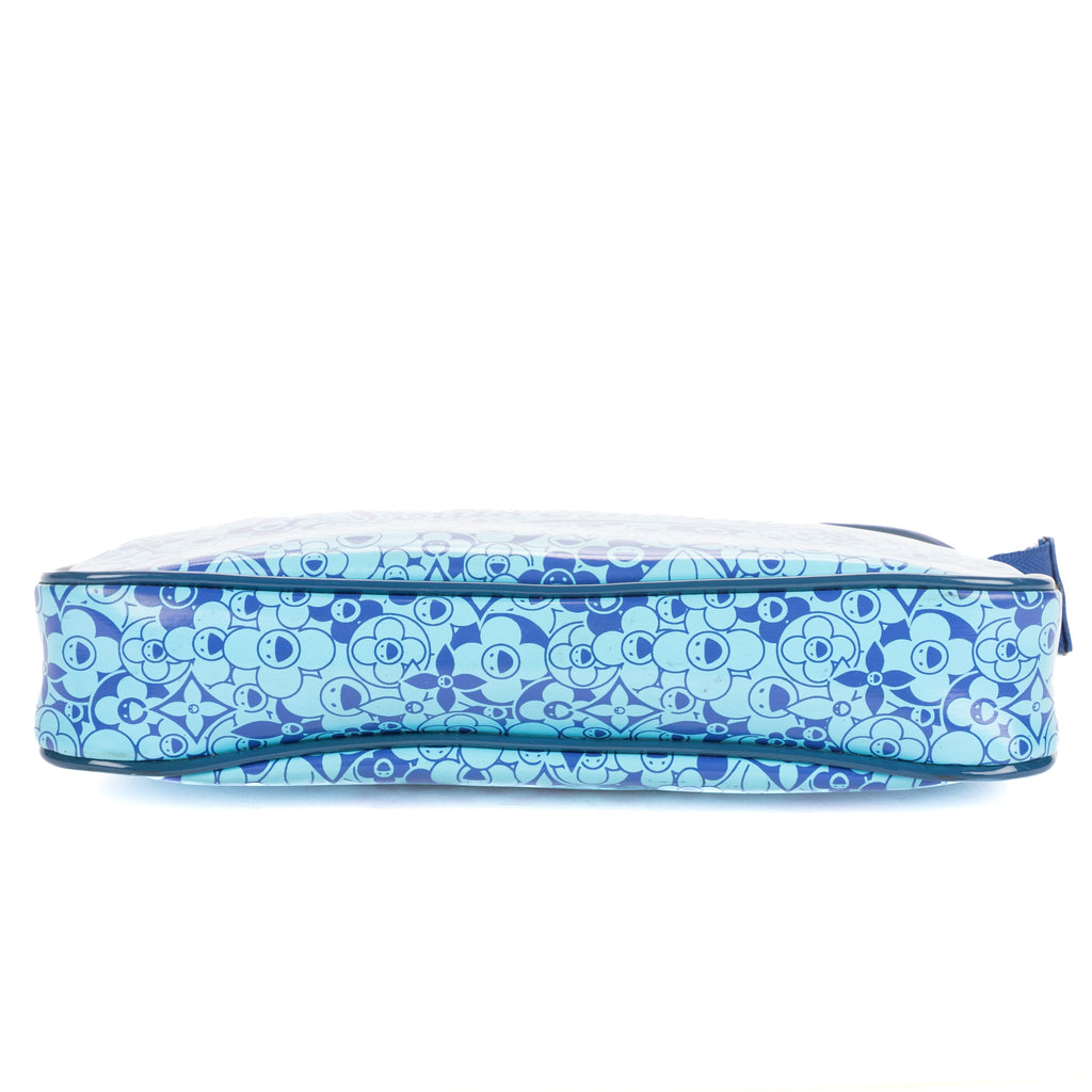 Pouch Ltd.Ed. Takashi Murakami Cosmic Blossom Pochette Blue Blossom Shiny Leather