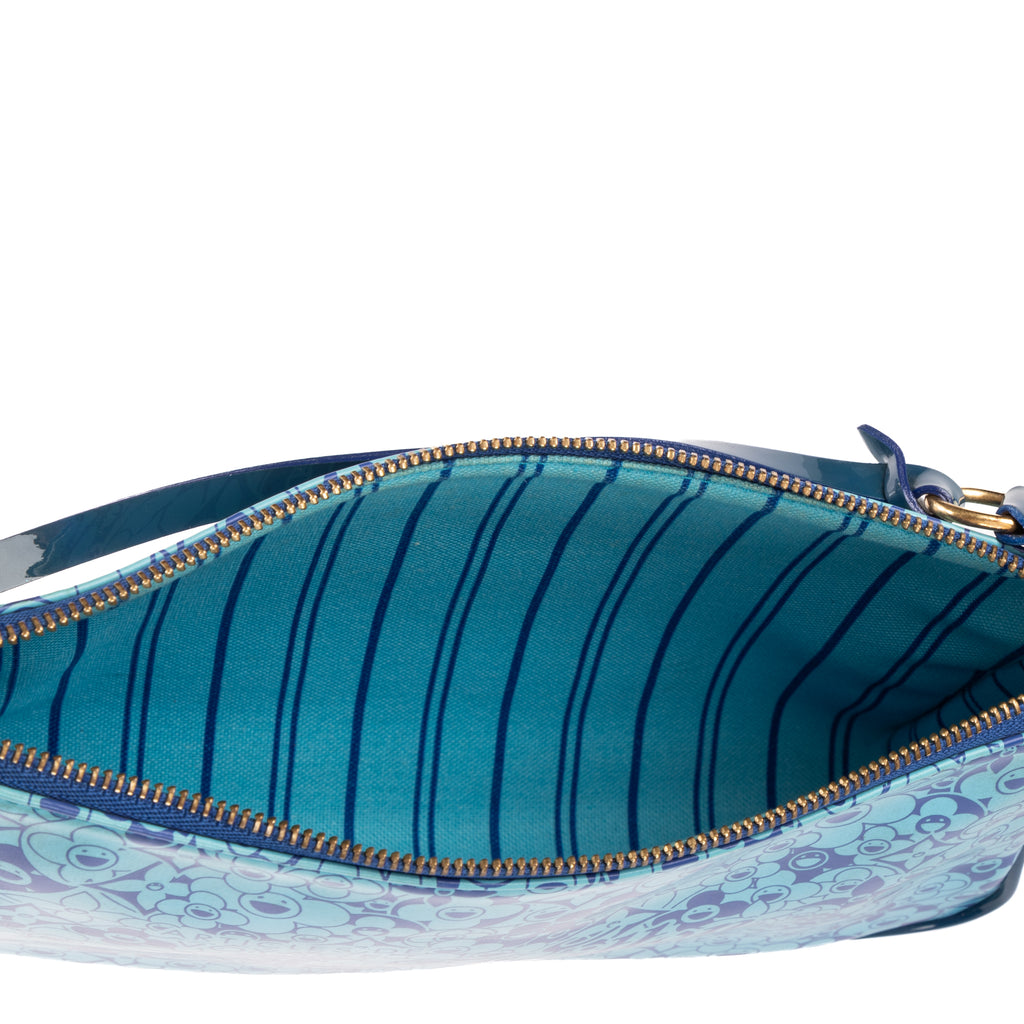 Pouch Ltd.Ed. Takashi Murakami Cosmic Blossom Pochette Blue Blossom Shiny Leather