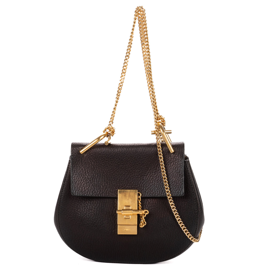 Shoulder Bag Drew Crossbody Bag Mini Black Grained Calfskin Leather