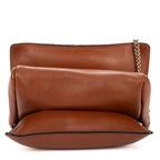 Shoulder Bag Small Faye Brown Suede/Smooth Calfskin Leather