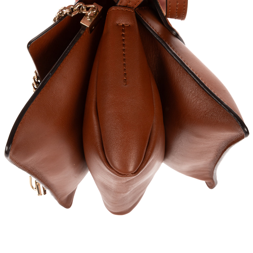 Shoulder Bag Small Faye Brown Suede/Smooth Calfskin Leather