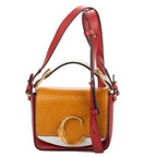 Shoulder Bag C Flap Bag Red Croc Embossed Calfskin Leather