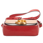 Shoulder Bag C Flap Bag Red Croc Embossed Calfskin Leather
