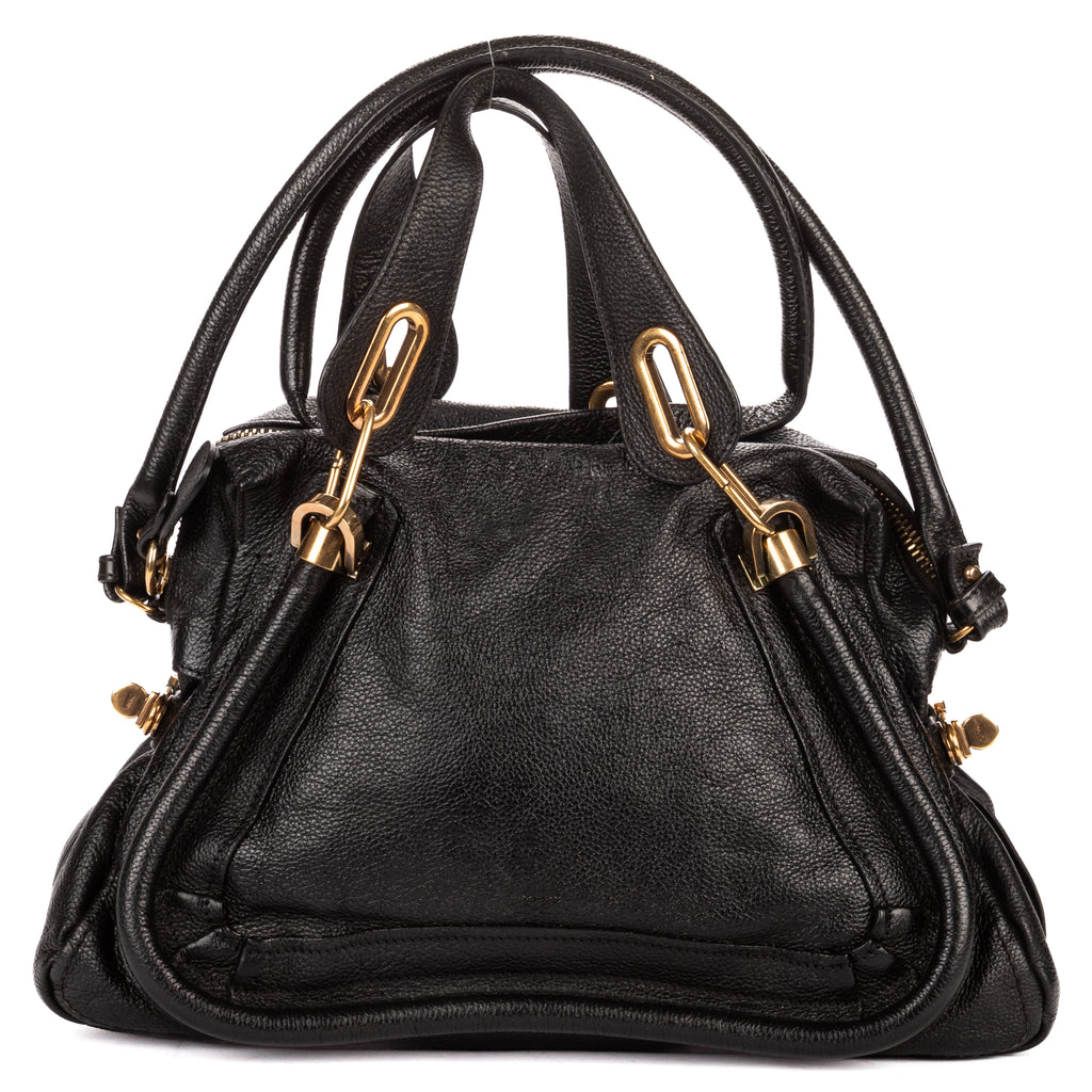 Shoulder Bag Medium Paraty Medium Black Grained Calfskin Leather