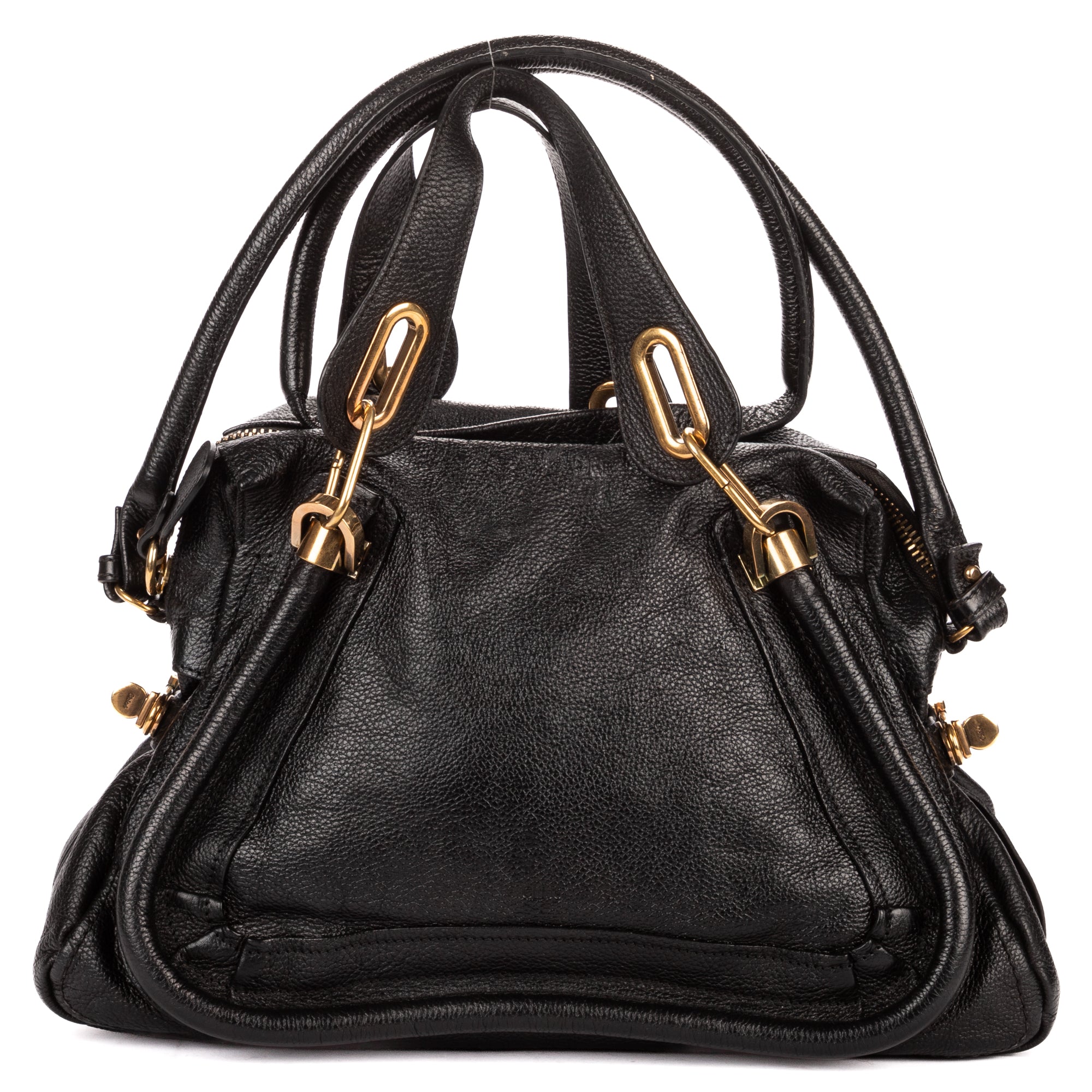 Shoulder Bag Medium Paraty Medium Black Grained Calfskin Leather