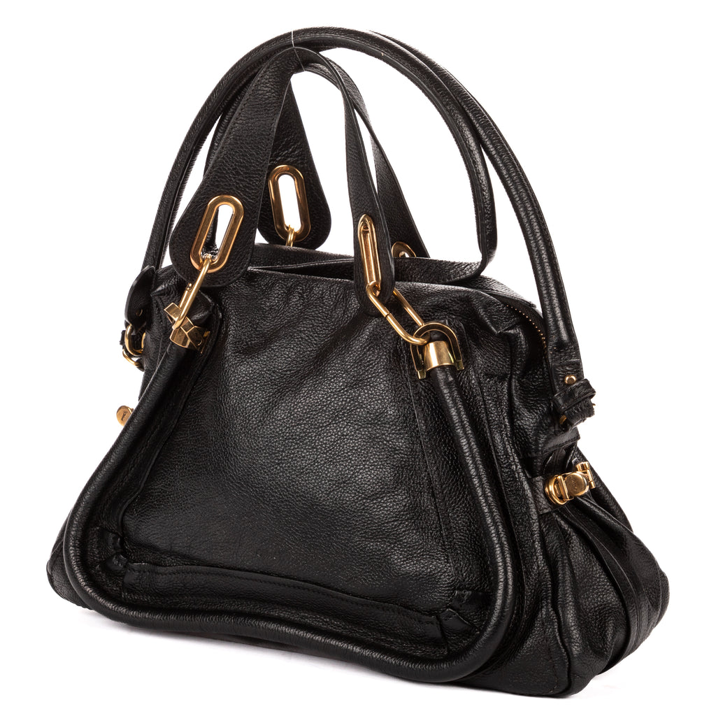 Shoulder Bag Medium Paraty Medium Black Grained Calfskin Leather