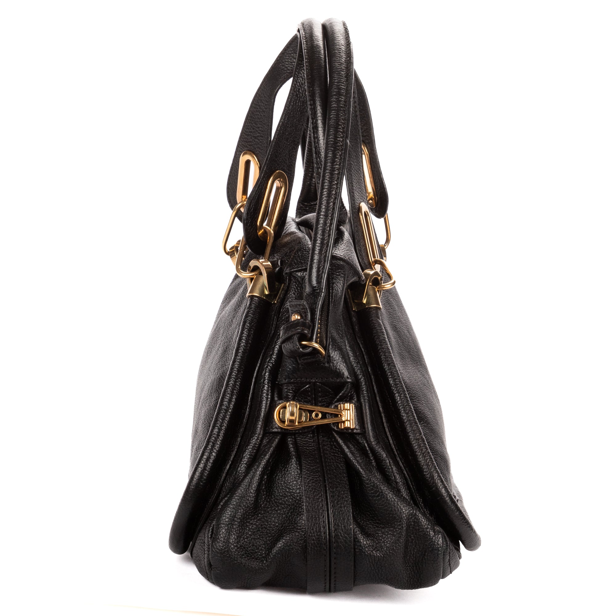 Shoulder Bag Medium Paraty Medium Black Grained Calfskin Leather