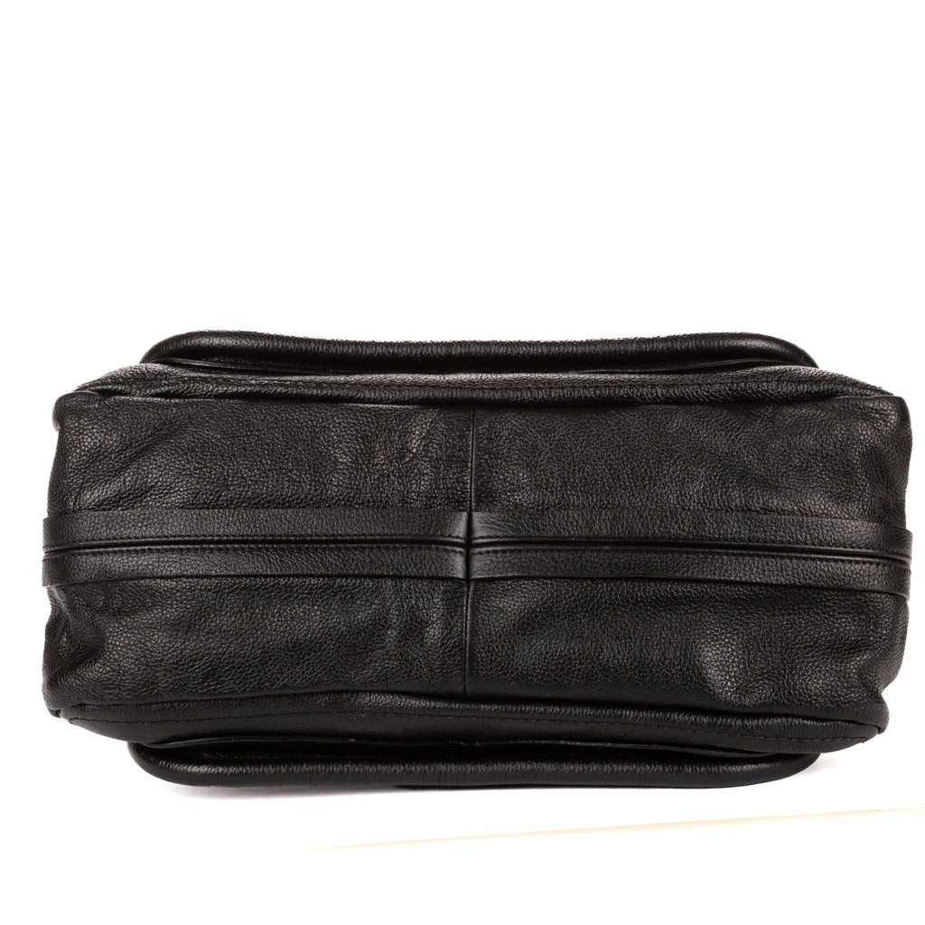 Shoulder Bag Medium Paraty Medium Black Grained Calfskin Leather