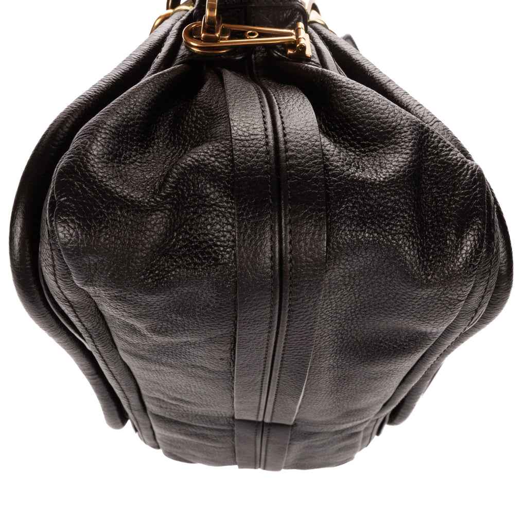 Shoulder Bag Medium Paraty Medium Black Grained Calfskin Leather