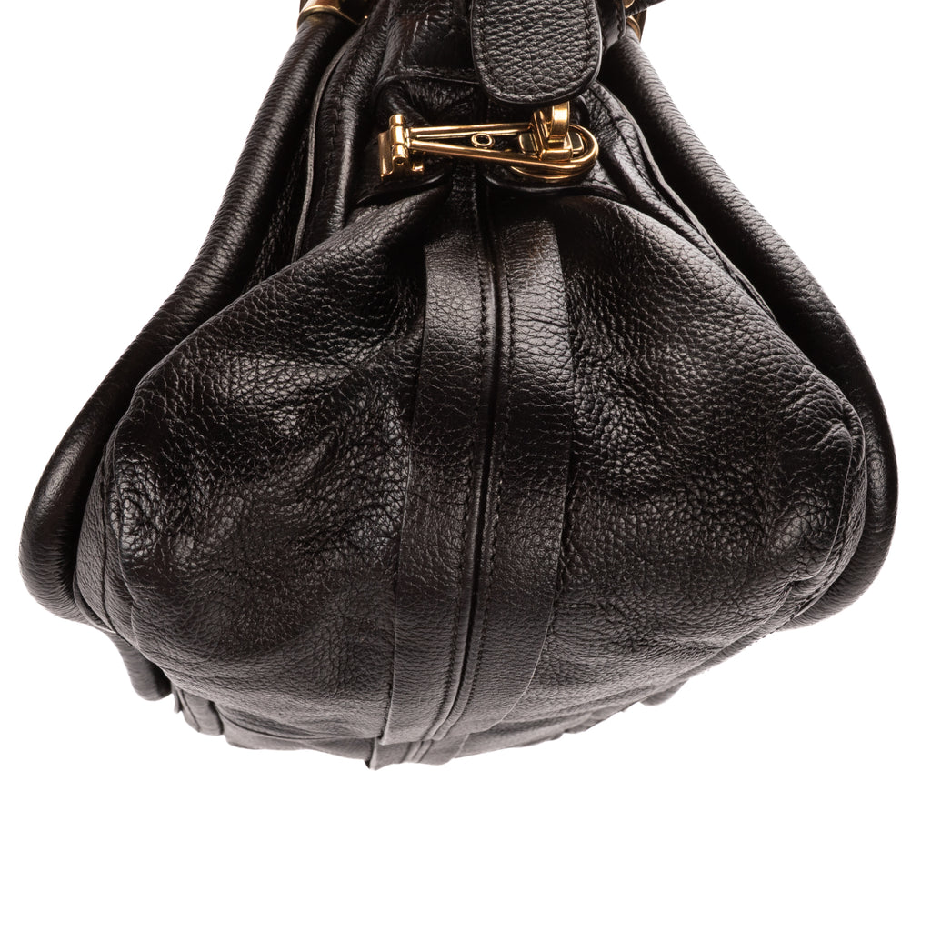 Shoulder Bag Medium Paraty Medium Black Grained Calfskin Leather