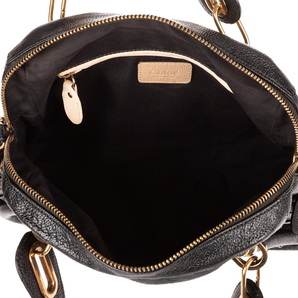 Shoulder Bag Medium Paraty Medium Black Grained Calfskin Leather