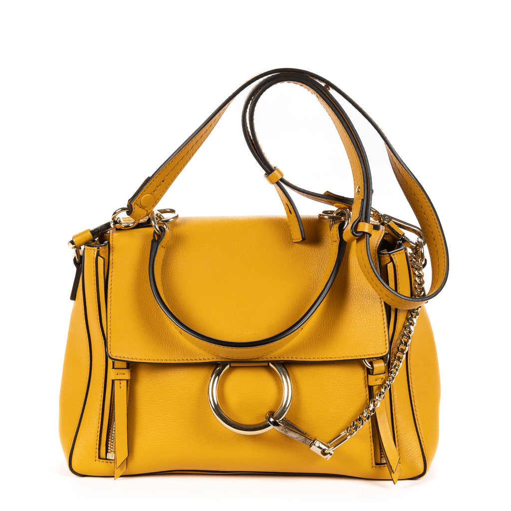 Shoulder Bag Faye Day Small Yellow Grained Calfskin Leather