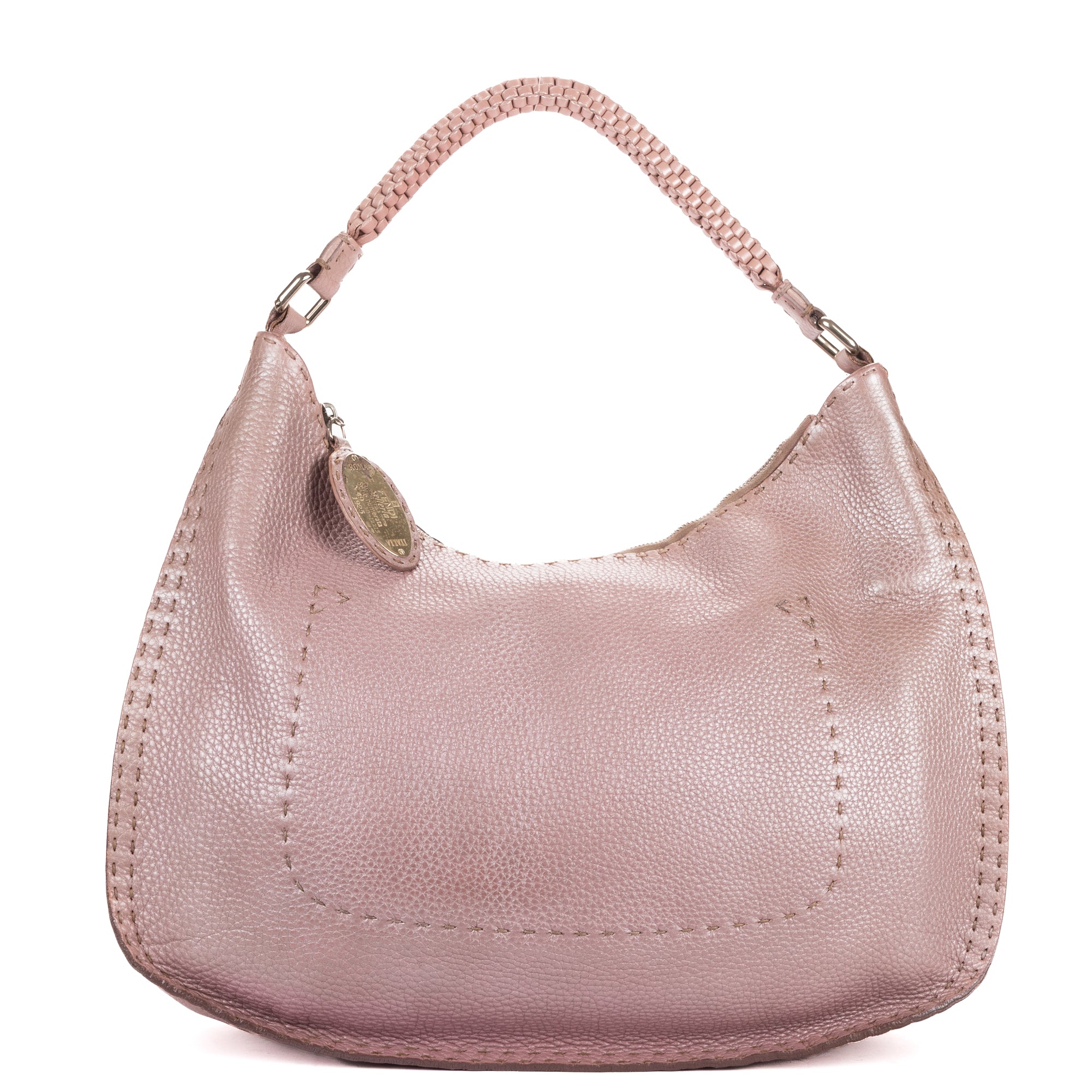 Shoulder Bag Selleria Hobo Metallic Purple Grained Calfskin Leather