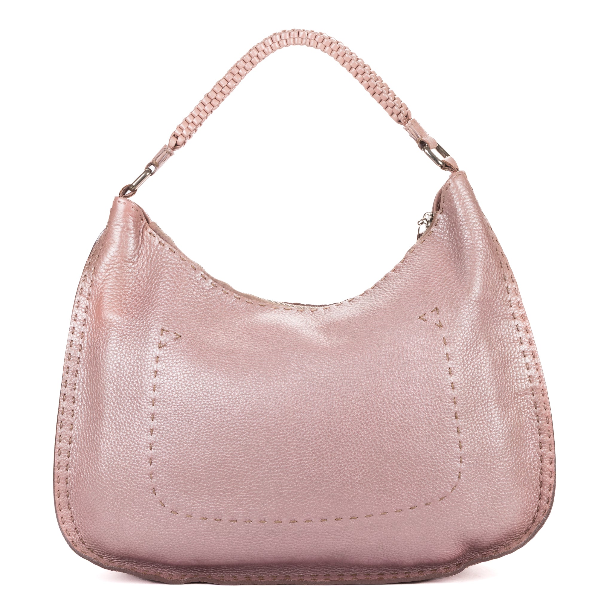 Shoulder Bag Selleria Hobo Metallic Purple Grained Calfskin Leather