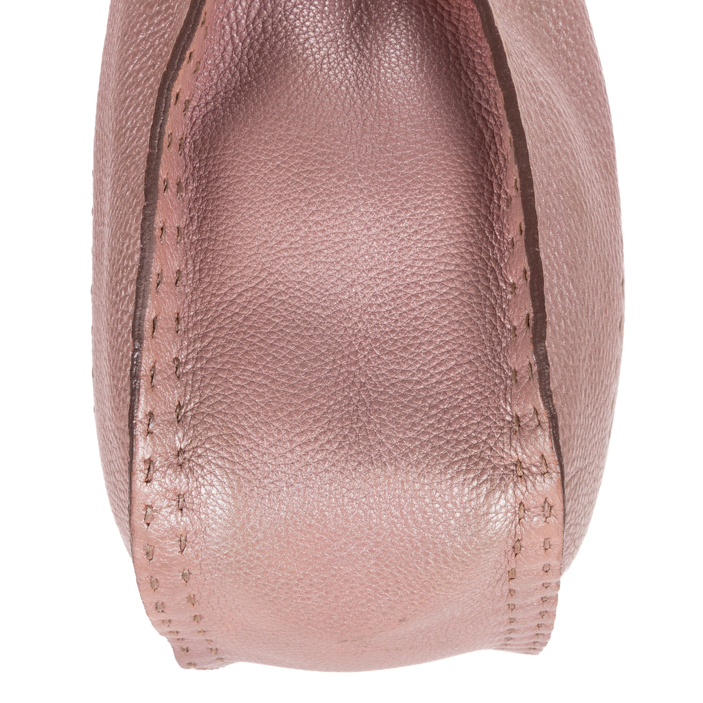 Shoulder Bag Selleria Hobo Metallic Purple Grained Calfskin Leather