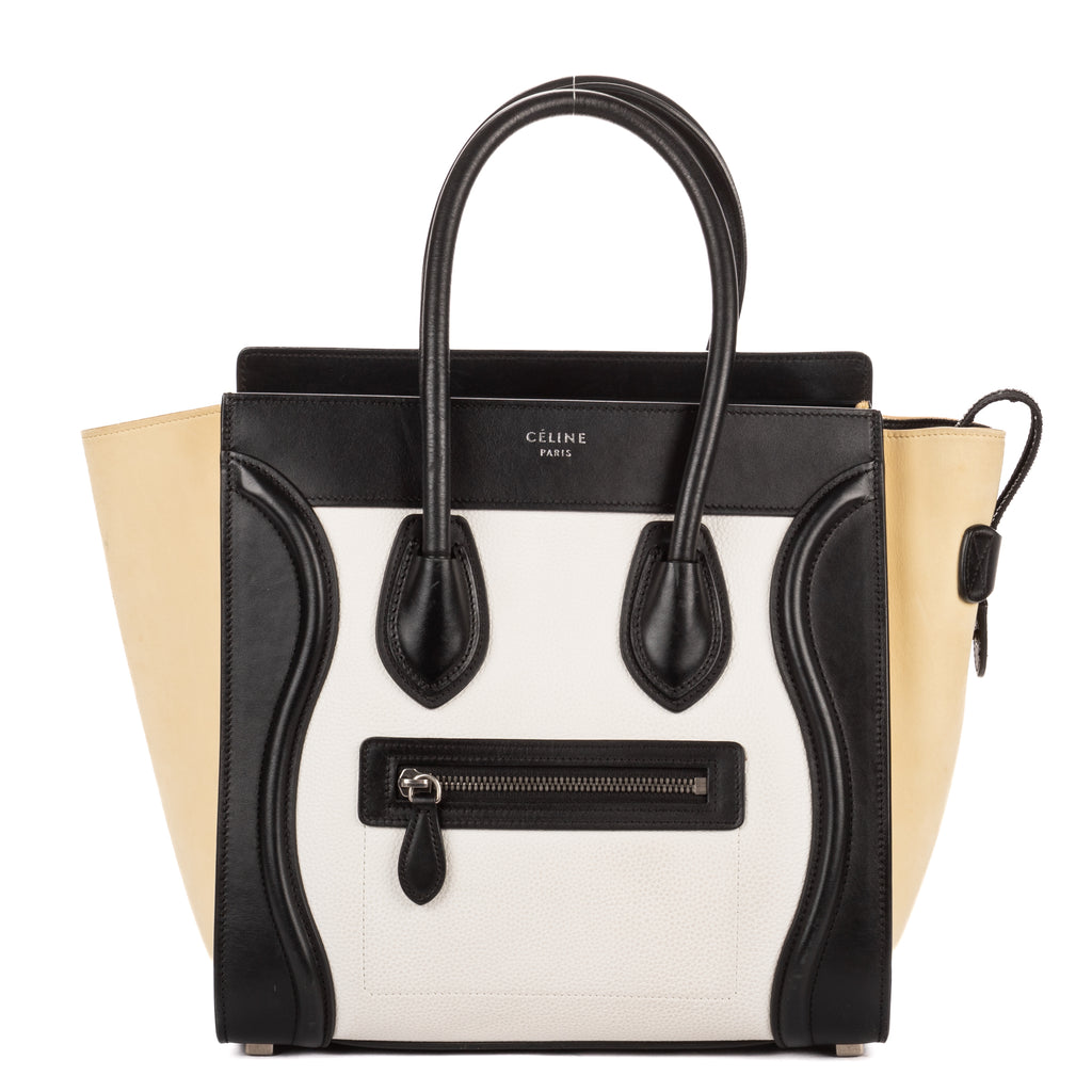 Shoulder Bag Tricolor Micro Luggage White Grained Calfskin Leather