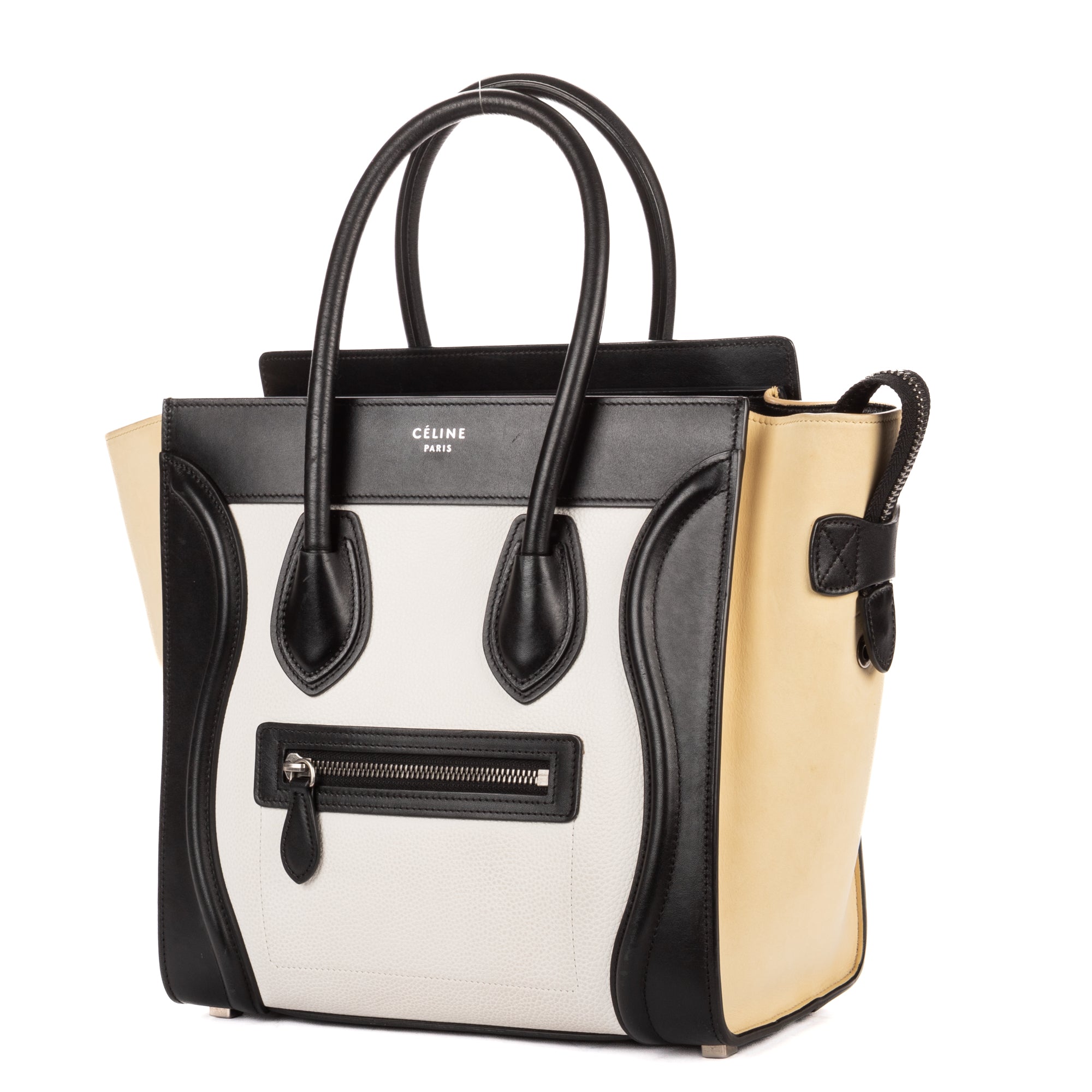 Shoulder Bag Tricolor Micro Luggage White Grained Calfskin Leather