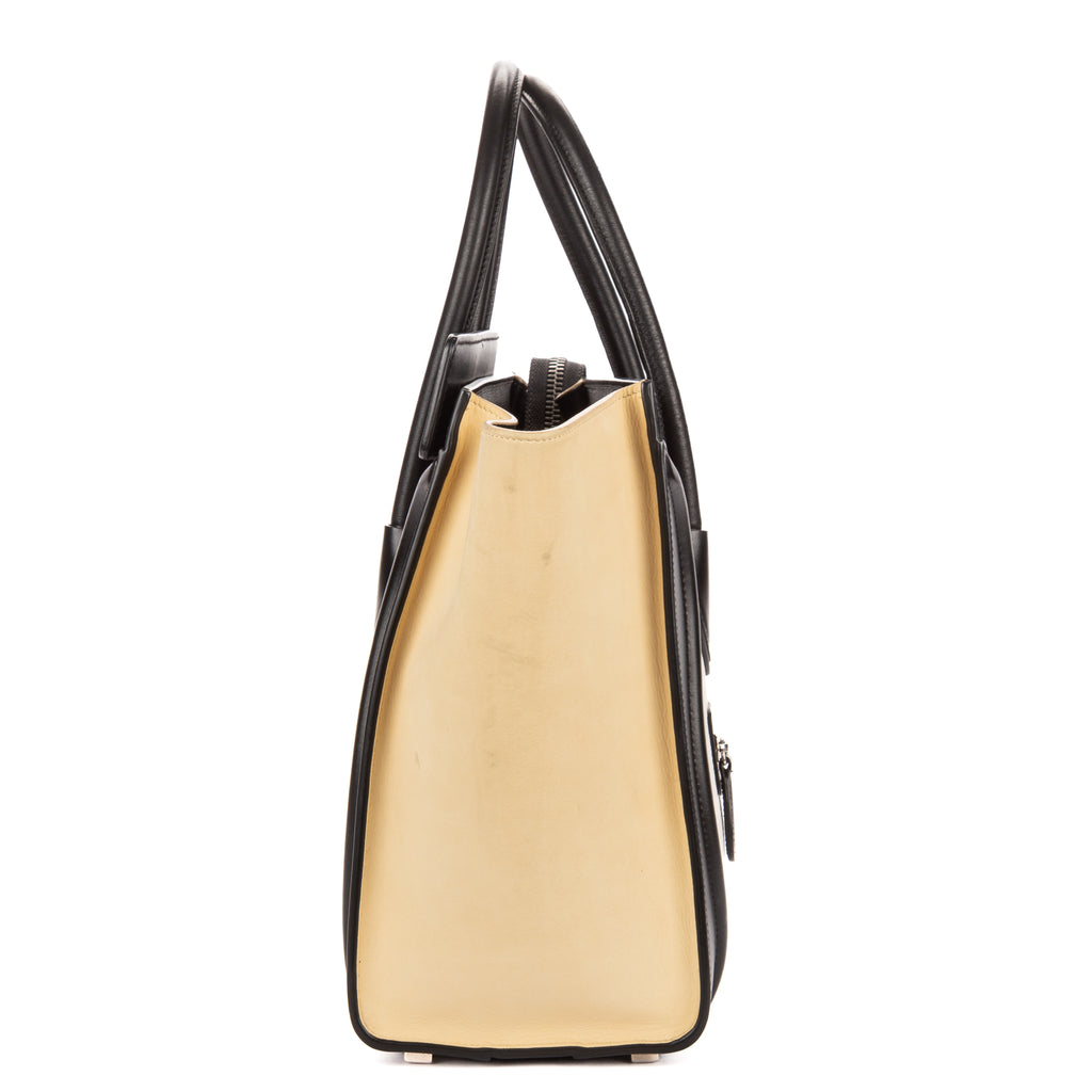 Shoulder Bag Tricolor Micro Luggage White Grained Calfskin Leather