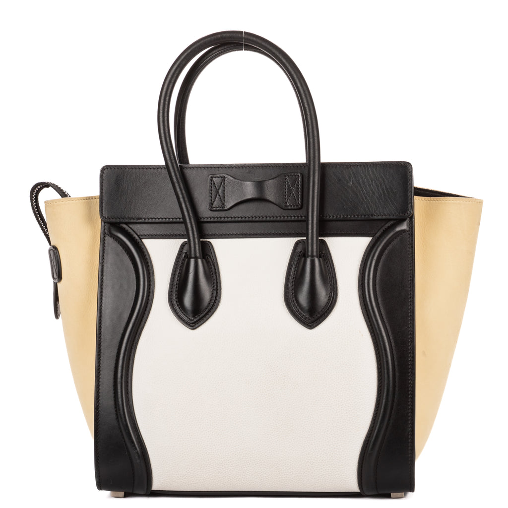 Shoulder Bag Tricolor Micro Luggage White Grained Calfskin Leather
