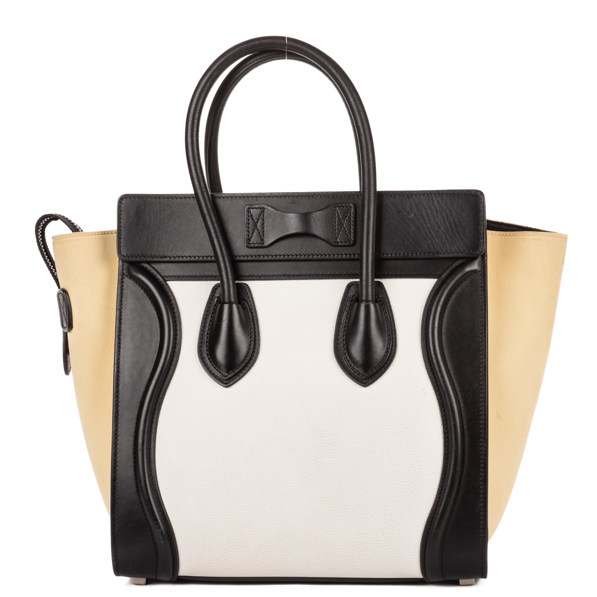 Shoulder Bag Tricolor Micro Luggage White Grained Calfskin Leather