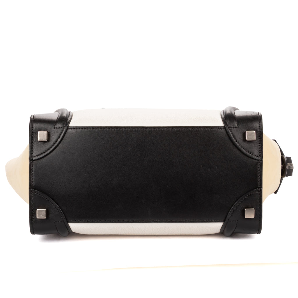 Shoulder Bag Tricolor Micro Luggage White Grained Calfskin Leather