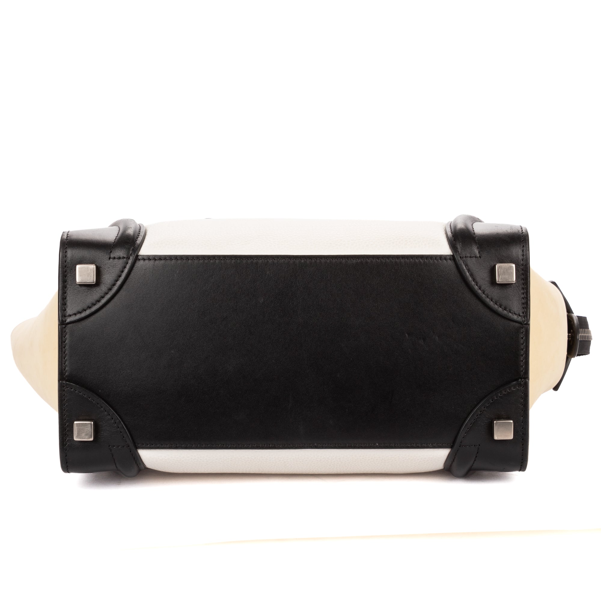 Shoulder Bag Tricolor Micro Luggage White Grained Calfskin Leather