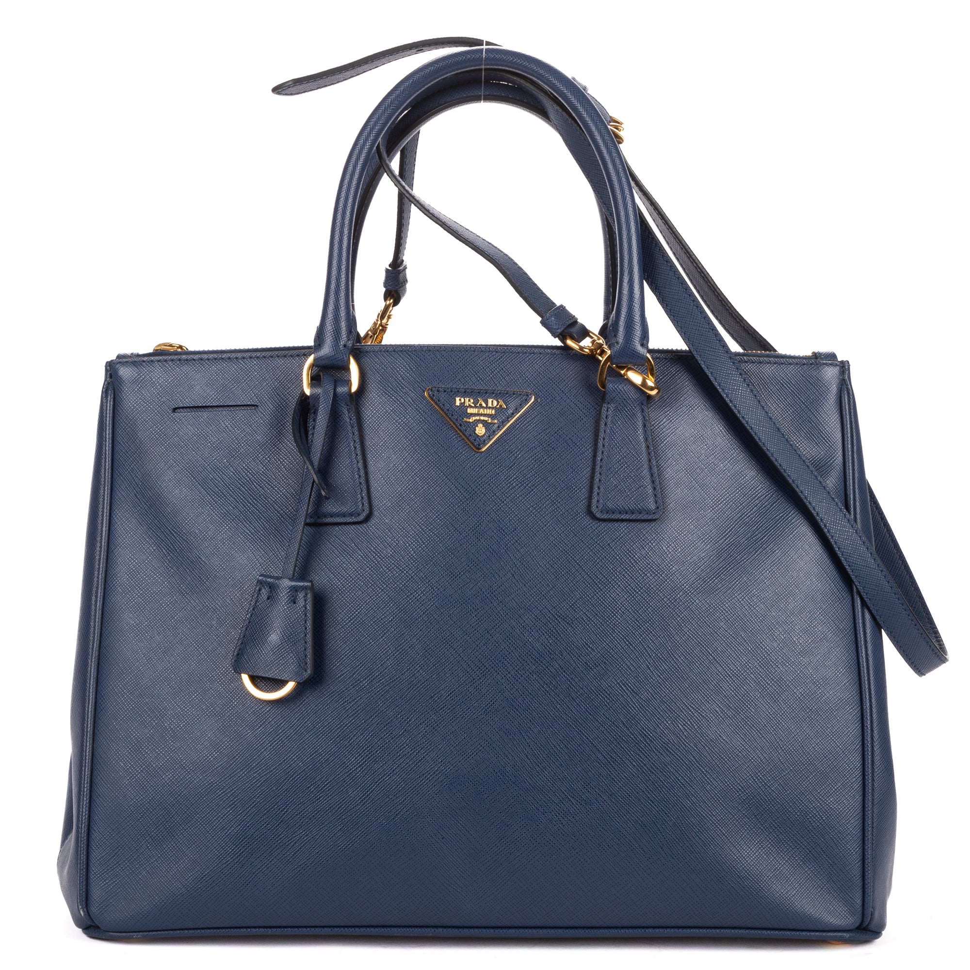 Shoulder Bag Large Double Zip Galleria Tote Large Navy Saffiano Lux Leather