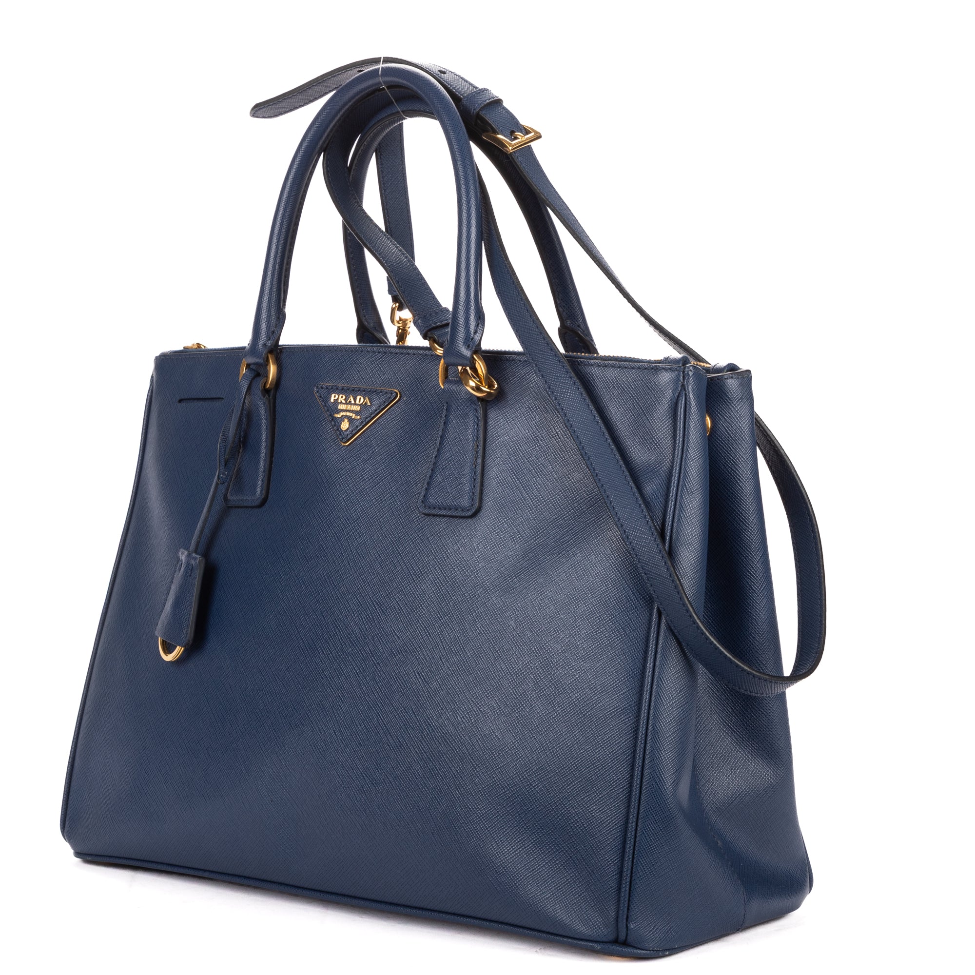 Shoulder Bag Large Double Zip Galleria Tote Large Navy Saffiano Lux Leather