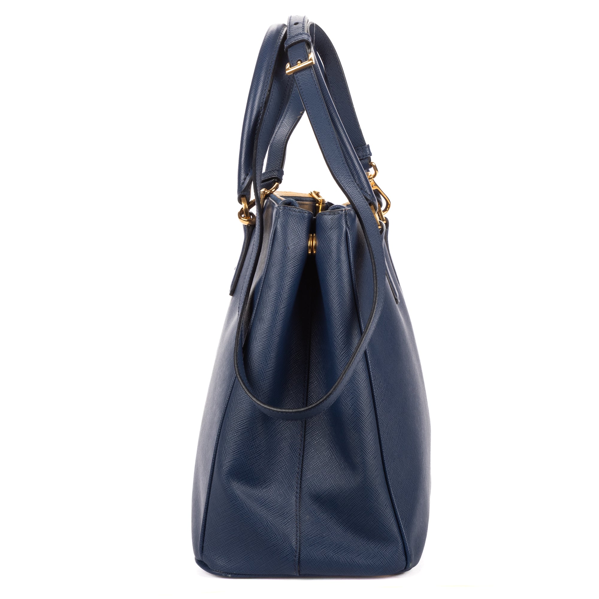 Shoulder Bag Large Double Zip Galleria Tote Large Navy Saffiano Lux Leather