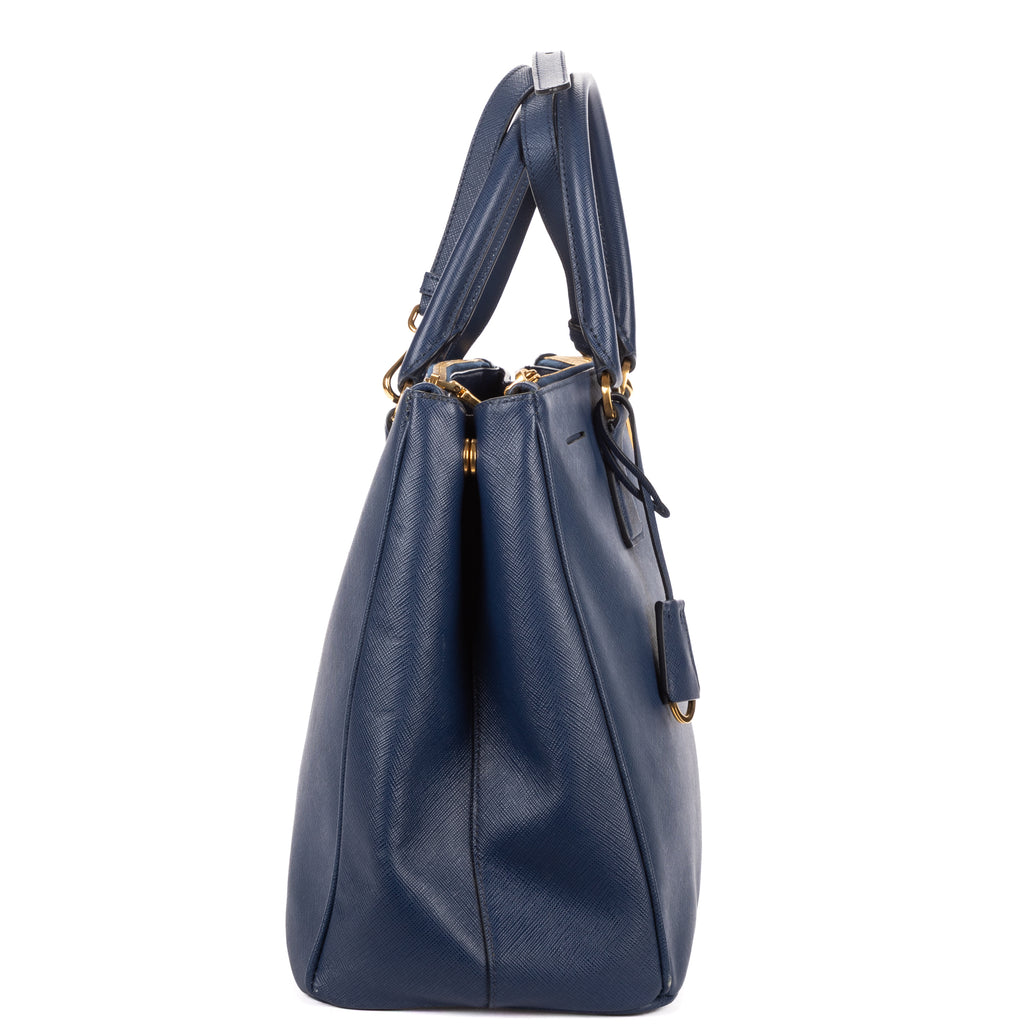 Shoulder Bag Large Double Zip Galleria Tote Large Navy Saffiano Lux Leather