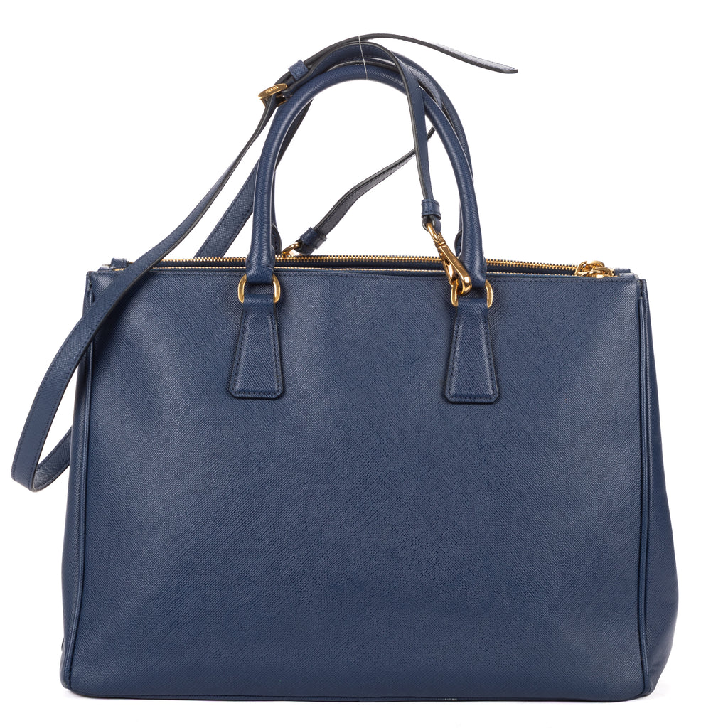 Shoulder Bag Large Double Zip Galleria Tote Large Navy Saffiano Lux Leather