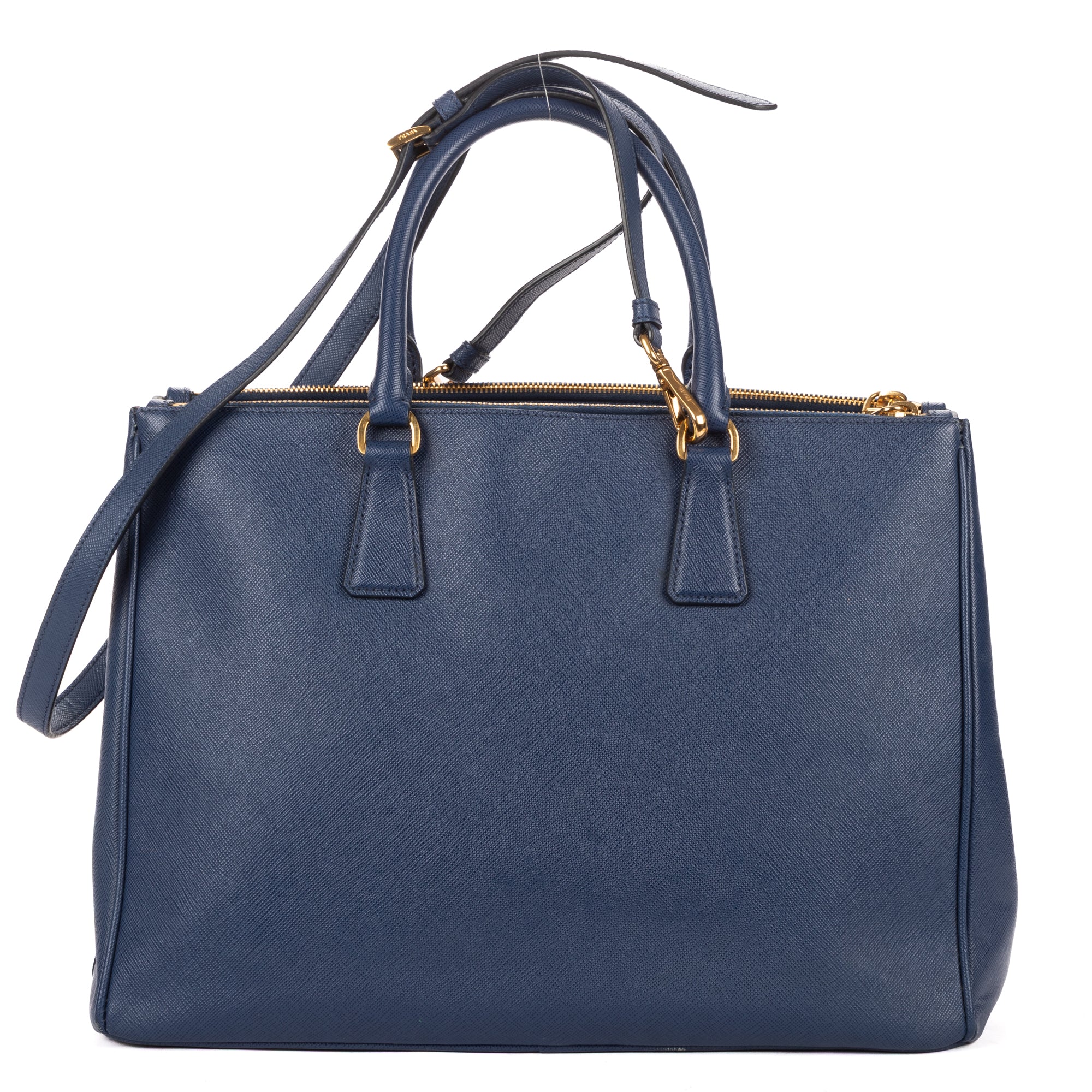 Shoulder Bag Large Double Zip Galleria Tote Large Navy Saffiano Lux Leather
