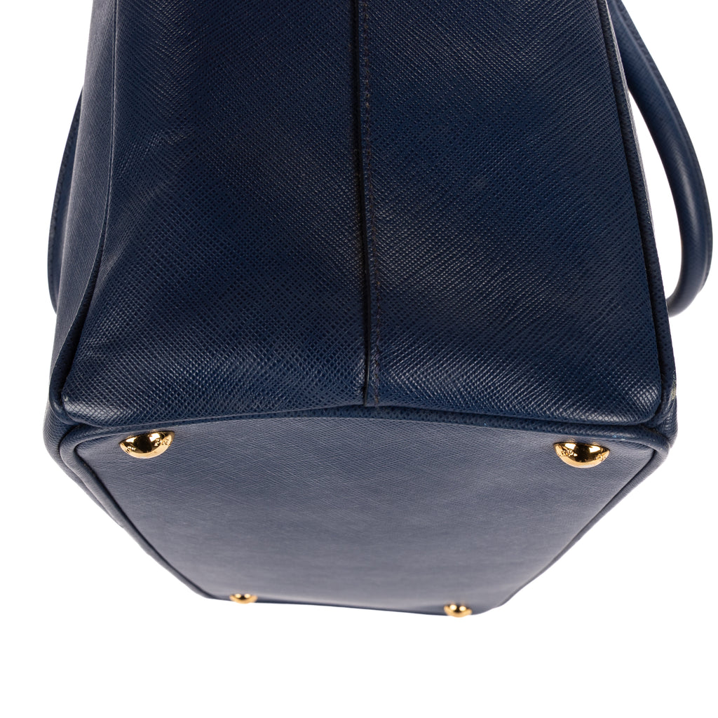 Shoulder Bag Large Double Zip Galleria Tote Large Navy Saffiano Lux Leather