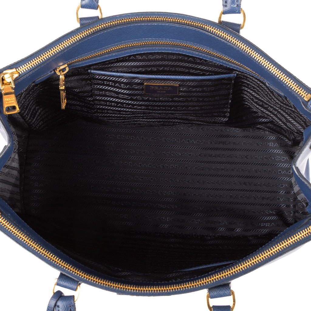 Shoulder Bag Large Double Zip Galleria Tote Large Navy Saffiano Lux Leather