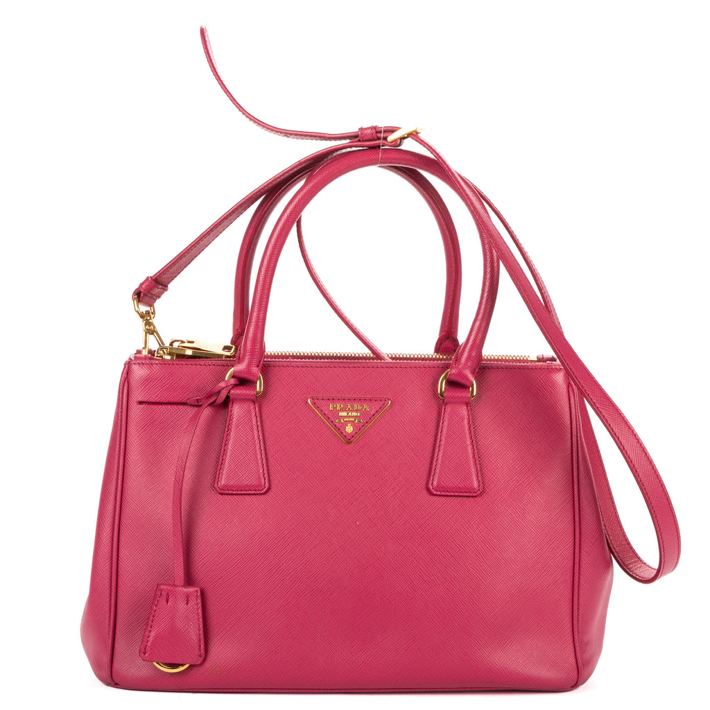 Shoulder Bag Small Double Zip Galleria Tote Small Pink Saffiano Leather