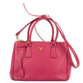 Shoulder Bag Small Double Zip Galleria Tote Small Pink Saffiano Leather