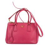 Shoulder Bag Small Double Zip Galleria Tote Small Pink Saffiano Leather