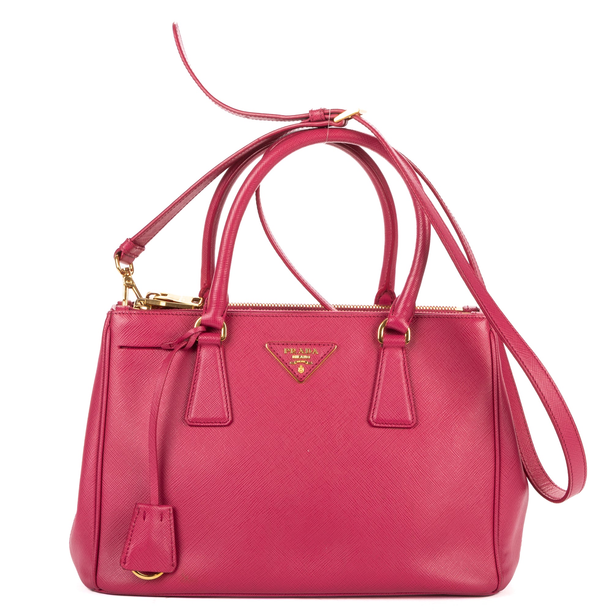 Shoulder Bag Small Double Zip Galleria Tote Small Pink Saffiano Leather