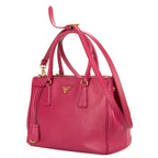Shoulder Bag Small Double Zip Galleria Tote Small Pink Saffiano Leather