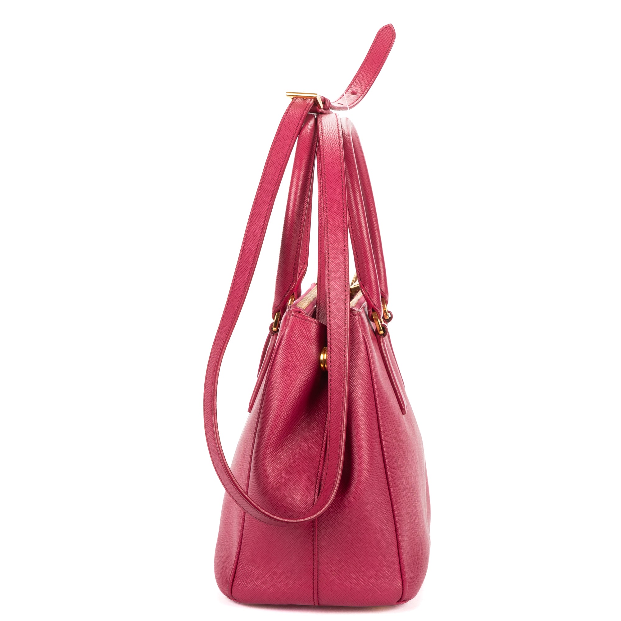 Shoulder Bag Small Double Zip Galleria Tote Small Pink Saffiano Leather