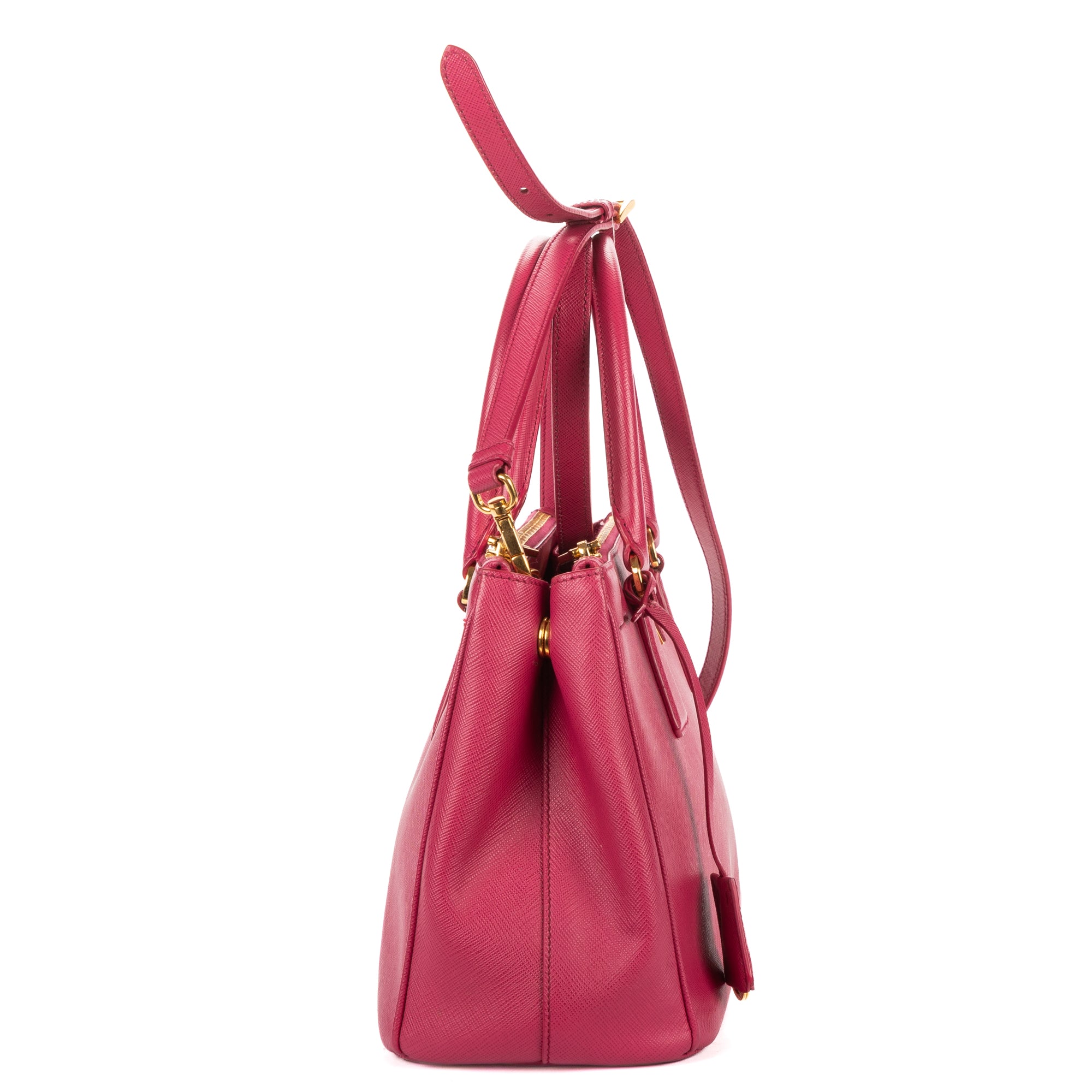 Shoulder Bag Small Double Zip Galleria Tote Small Pink Saffiano Leather
