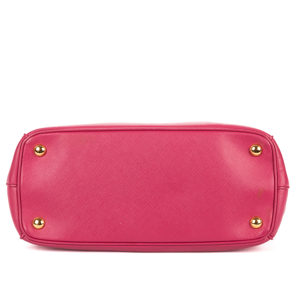 Shoulder Bag Small Double Zip Galleria Tote Small Pink Saffiano Leather