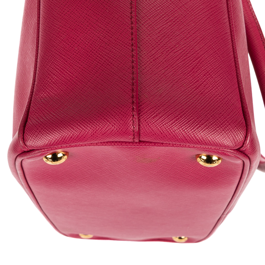 Shoulder Bag Small Double Zip Galleria Tote Small Pink Saffiano Leather