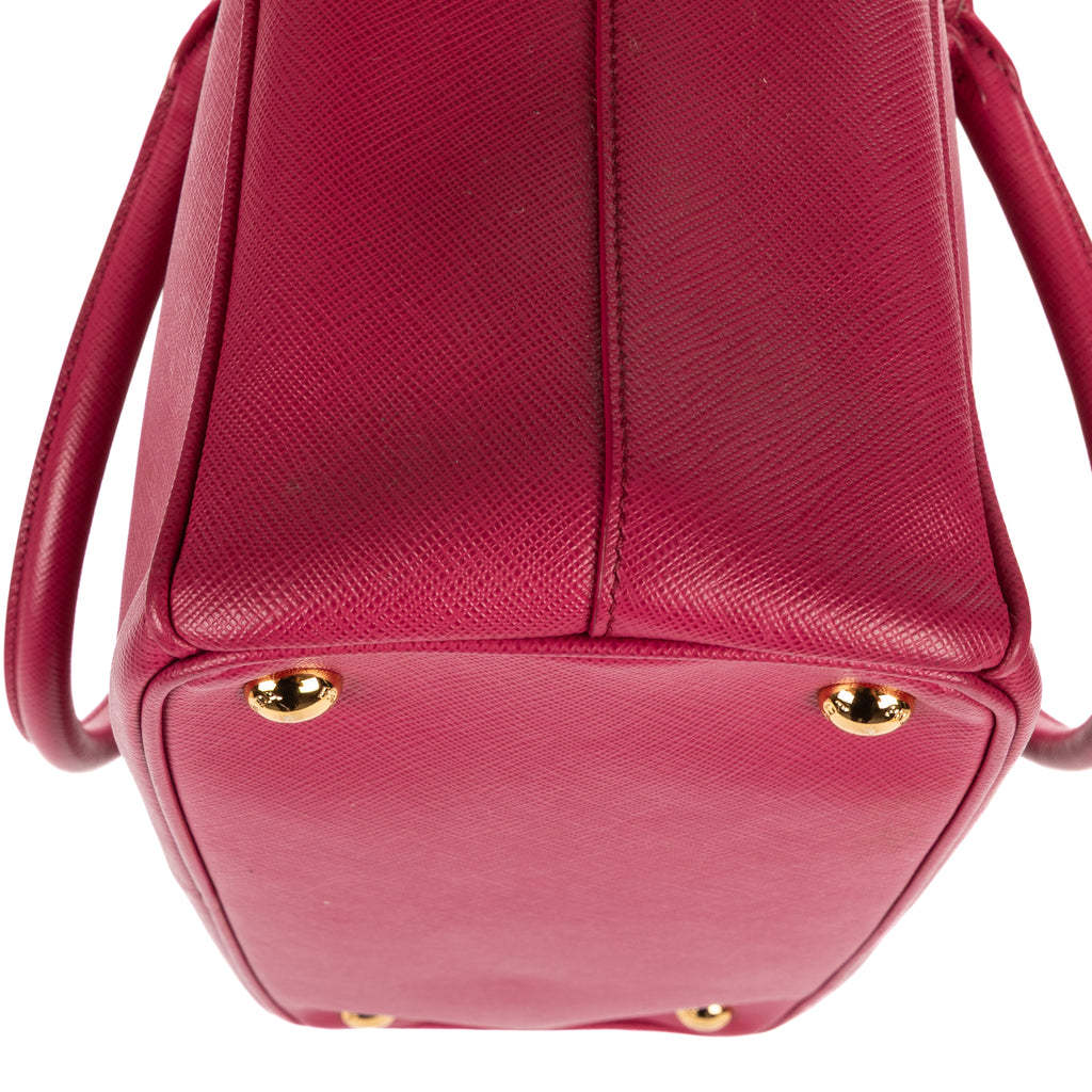 Shoulder Bag Small Double Zip Galleria Tote Small Pink Saffiano Leather